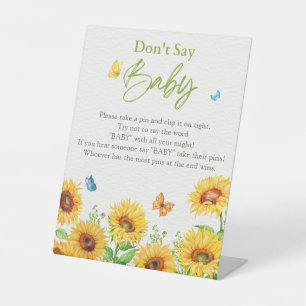 Sunflower Spring Floral Baby Shower Game Pedestal Sign