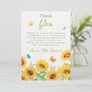 Sunflower Spring Floral Baby Shower Thank You Card
