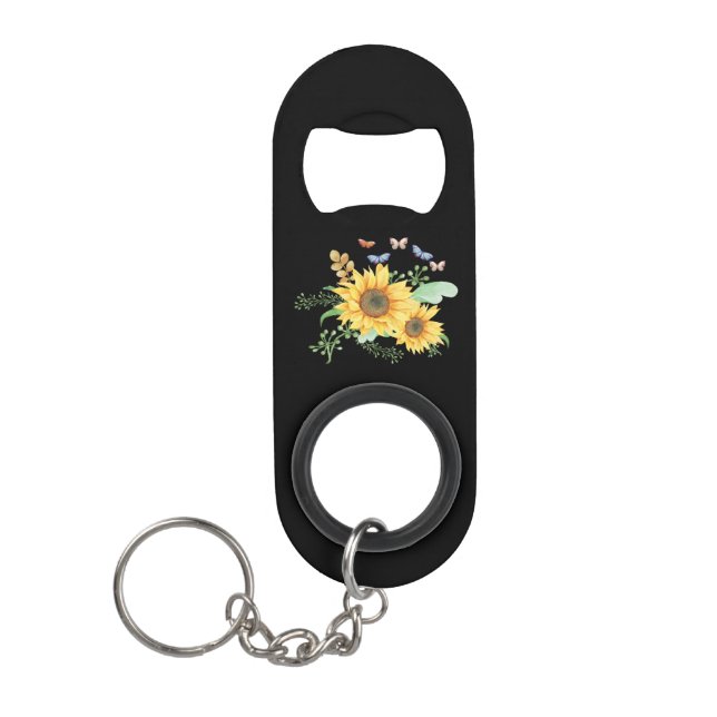 sunflower spring keychain bottle opener (Front)