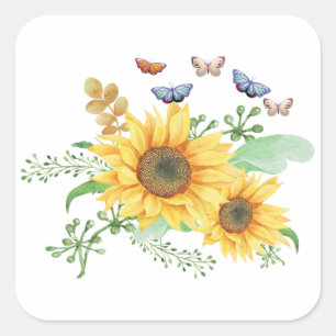 sunflower spring square sticker