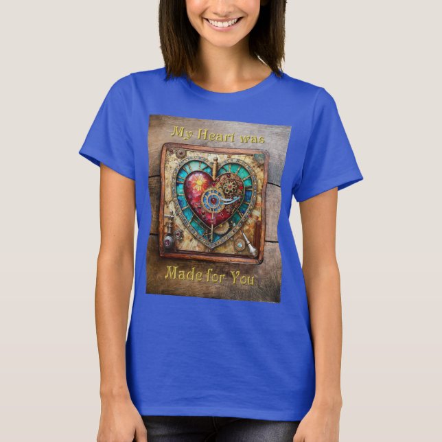 Sunflower Stained Glass Heart Steampunk Series T-Shirt (Front)