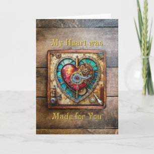 Sunflower Stained Glass Heart Steampunk Series Thank You Card