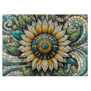 Sunflower Stained Glass Mosaic Cutting Board