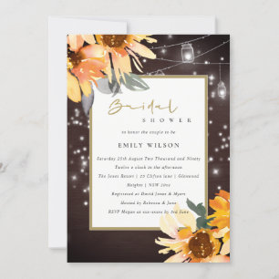 SUNFLOWER STARRY MASON JAR BRIDAL SHOWER INVITE