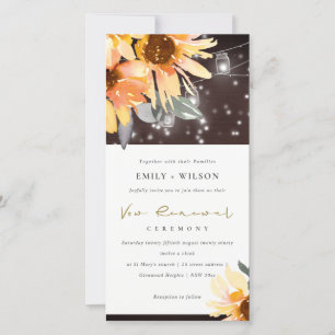SUNFLOWER STARRY MASON JAR WOOD VOW RENEWAL INVITE