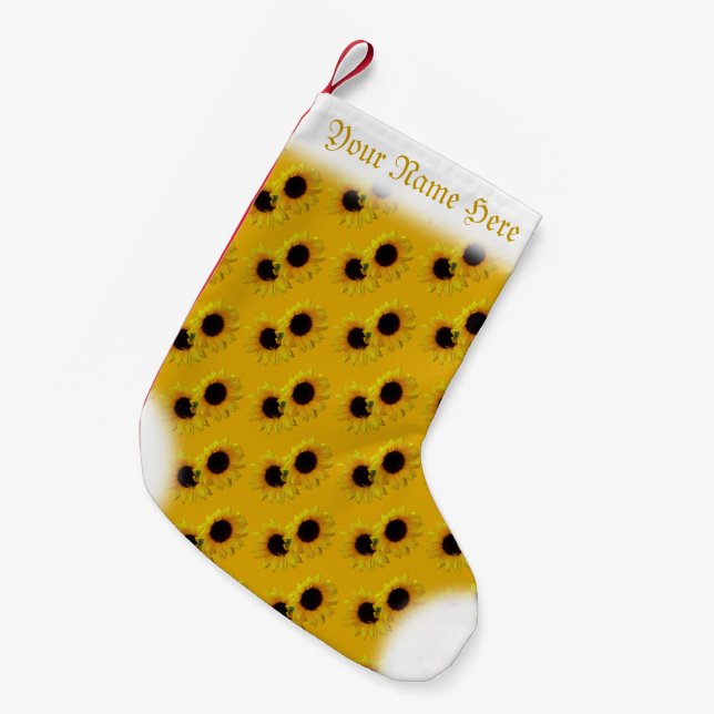Sunflower Stocking Gold Christmas Stocking Custom (Front (Hanging))