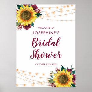 Sunflower String Lights Floral Bridal Shower Poster