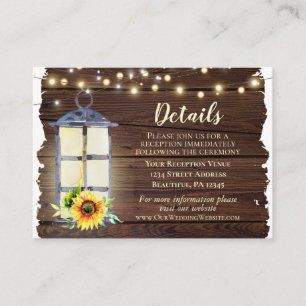 Sunflower String Lights Lantern Rustic Wood Enclosure Card