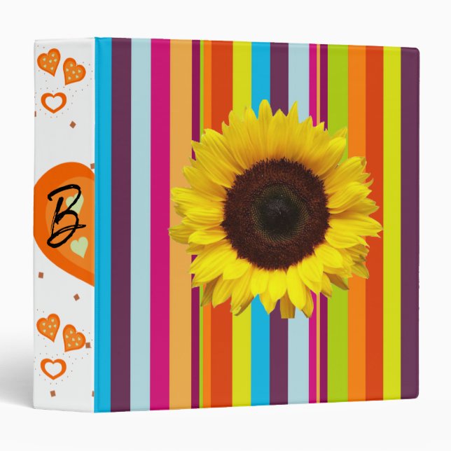Sunflower Stripe Avery Binder (Front/Spine)