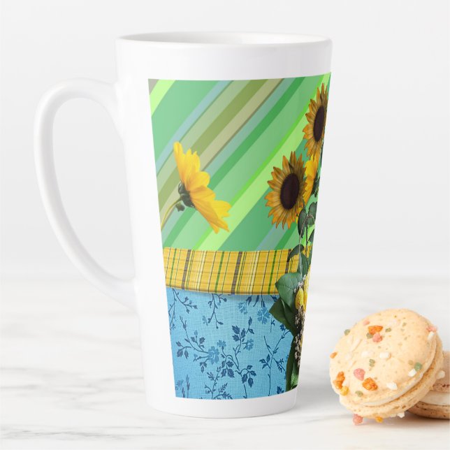 Sunflower Stripe Latte Mug (In Situ)