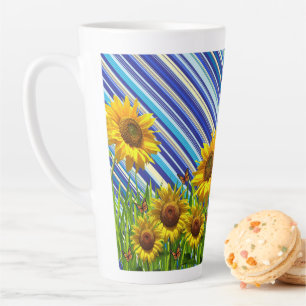 Sunflower Stripe Latte Mug