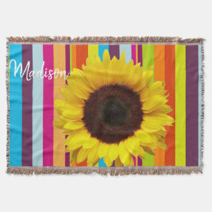Sunflower Stripe Throw Blanket
