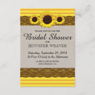Sunflower, Stripes, and Brown Lace Invitation