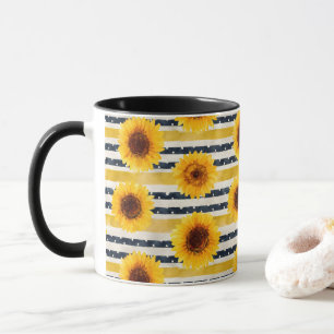 Sunflower Stripes Navy & Yellow  Mug