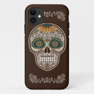 Sunflower Sugar Skull Day of the Dead iPhone case