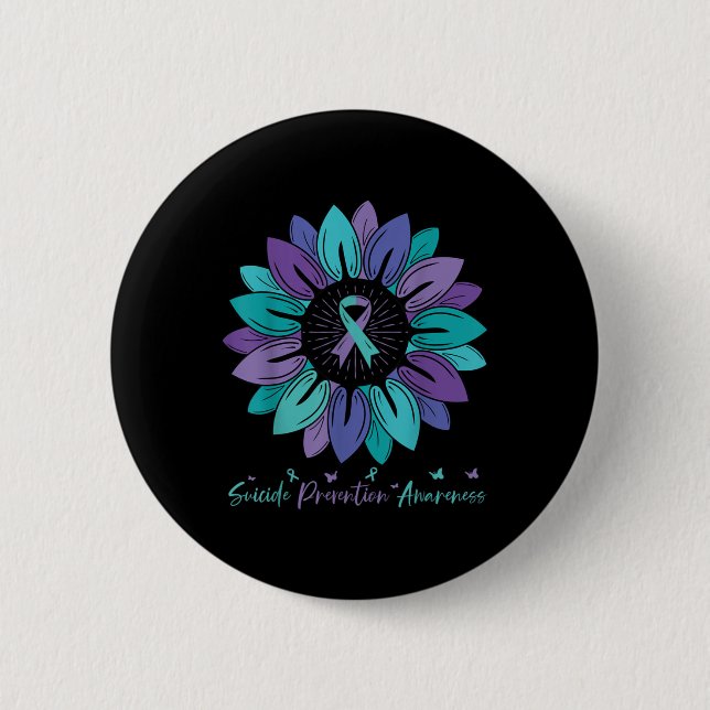 Sunflower Suicide Prevention Awareness Month  2 Inch Round Button (Front)