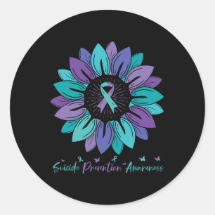 Sunflower Suicide Prevention Awareness Month  Classic Round Sticker