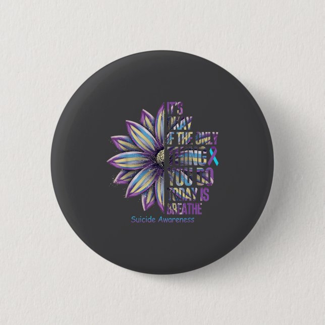 Sunflower Suicide Prevention Awareness Week Teal P 2 Inch Round Button (Front)