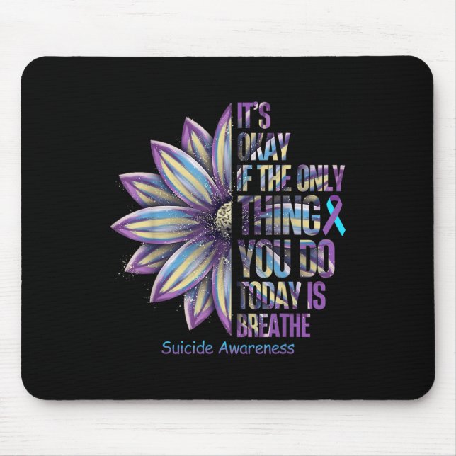 Sunflower Suicide Prevention Awareness Week Teal P Mouse Pad (Front)
