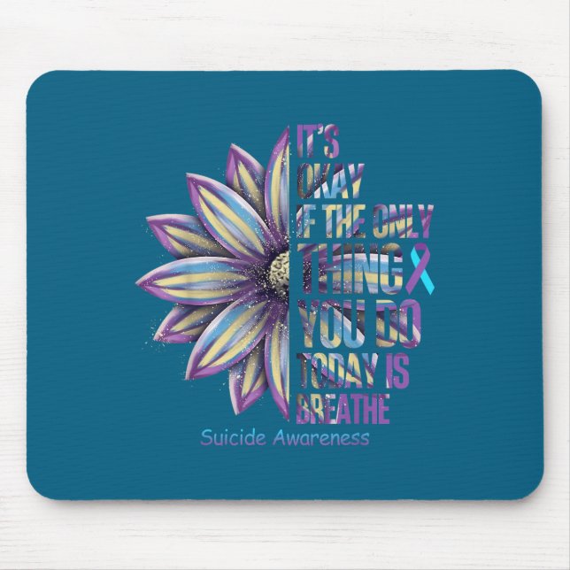 Sunflower Suicide Prevention Awareness Week Teal P Mouse Pad (Front)