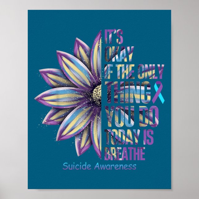 Sunflower Suicide Prevention Awareness Week Teal P Poster (Front)