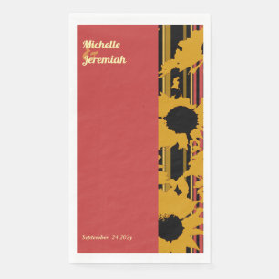 Sunflower summer gold red wedding napkin