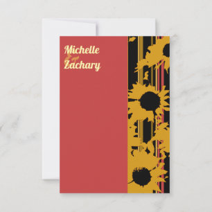Sunflower Summer Gold Red Wedding Traditional RSVP Card