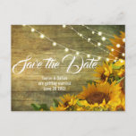 Sunflower Summer | Rustic Americana Save the Date Postcard<br><div class="desc">Sunflower summer is bit vintage and a bit Americana. You cant help but smile when looking out and seeing a field of sunflowers. This is my attempt to capture the feeling of hope and joy. This group features watercolor sunflowers, they come in a couple of designs , layouts and colours....</div>