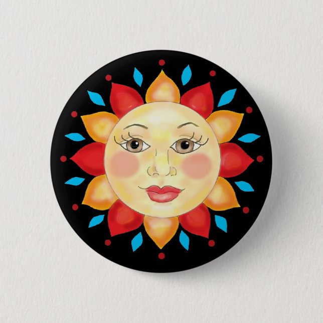 Sunflower Sun Face Button (Front)