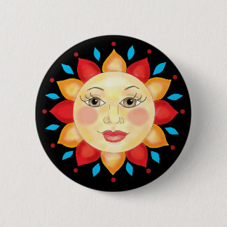 Sunflower Sun Face Button