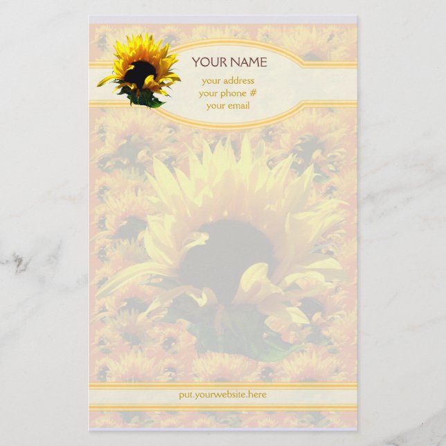Sunflower Sunrise Personalized Stationery (Front)
