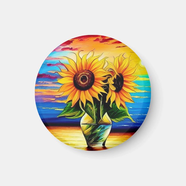 Sunflower Sunset Beach Magnet (Front)