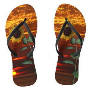 Sunflower Sunset Flip Flops