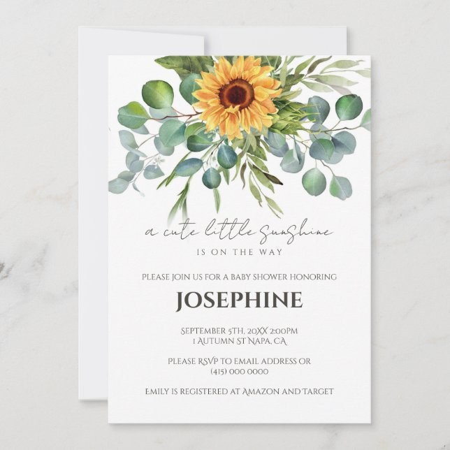 Sunflower Sunshine Baby shower automne Invitation (Devant)