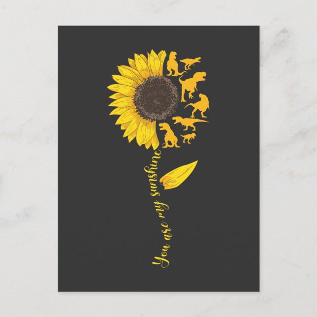 Sunflower Sunshine Cute Dinosaur Lover Trex Dino Postcard (Front)