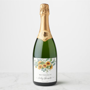 Sunflower Sunshine Fall Baby Shower Sparkling Wine Label