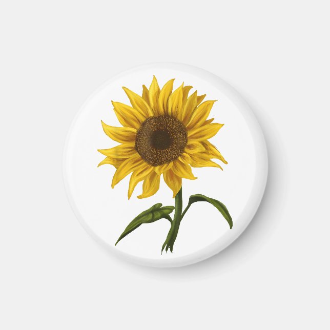 Sunflower Sunshine Floral Watercolor Flower Magnet (Front)