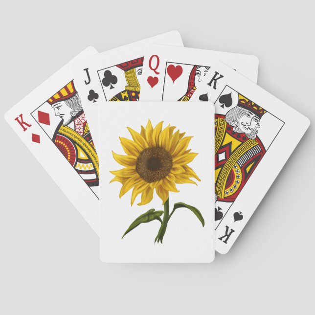 Sunflower Sunshine Floral Watercolor Flower Playing Cards (Back)