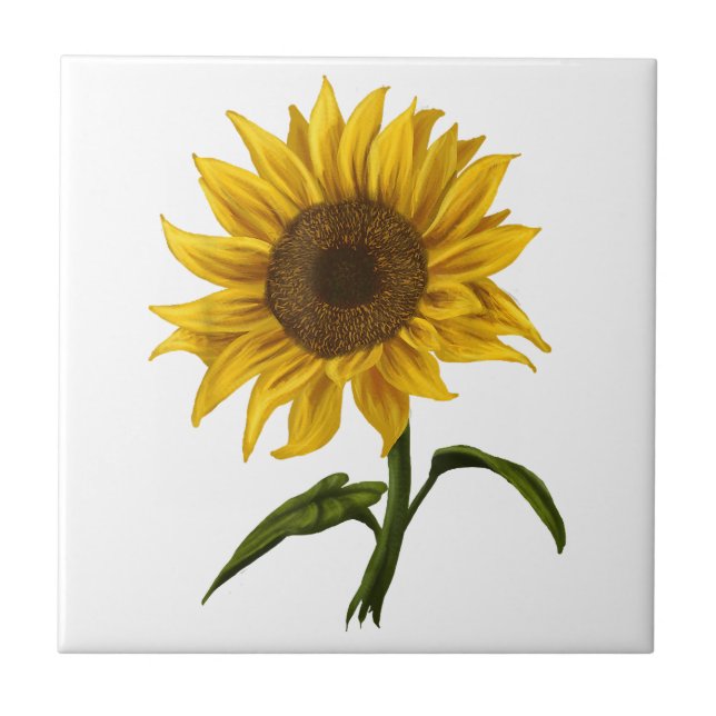 Sunflower Sunshine Floral Watercolor Flower Tile (Front)