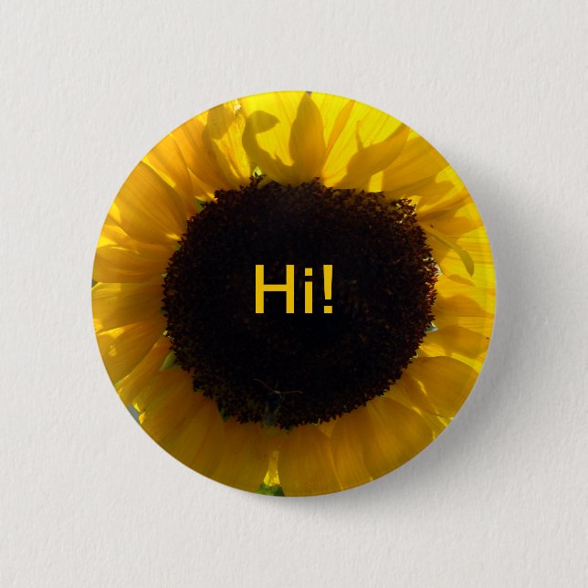 Sunflower Sunshine Hello 2 Inch Round Button (Front)