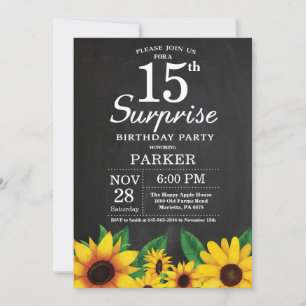 Sunflower Surprise 15e anniversaire Invitation