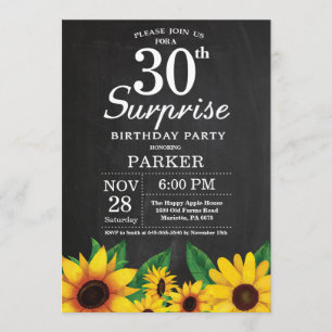 Sunflower Surprise 30e anniversaire Invitation