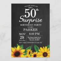 Sunflower Surprise 50th Birthday Invitation