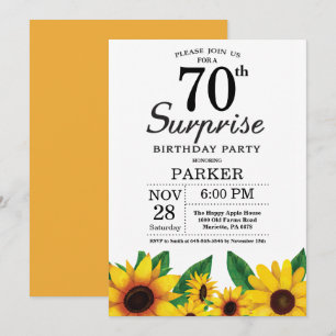 Sunflower Surprise 70e anniversaire Invitation