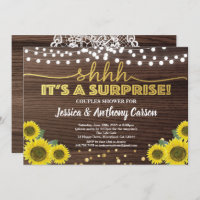Sunflower surprise couples shower rustic wood gold