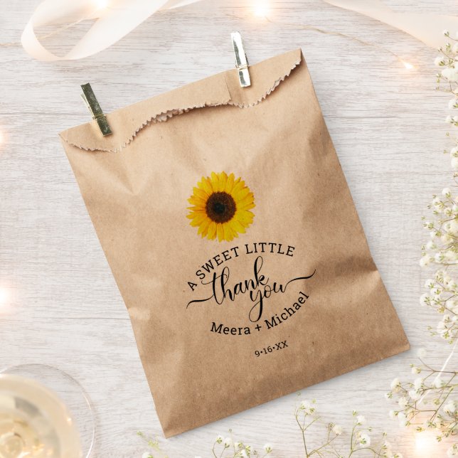 Sunflower Sweet Thanks Wedding Favour Bag (Clipped)