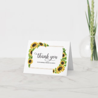 Sunflower Sympathy Thank You Memorial Folded Card