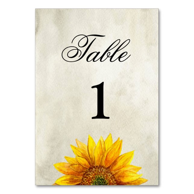 Sunflower table number. Rustic wedding. Country Number (Front)