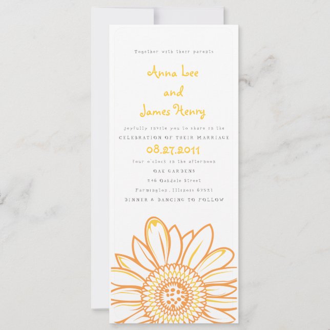 Sunflower Tea Length Wedding Invitation (Front)
