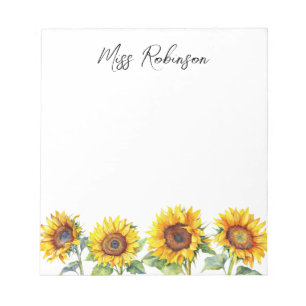 Sunflower Teacher Appreciation Name Notepad